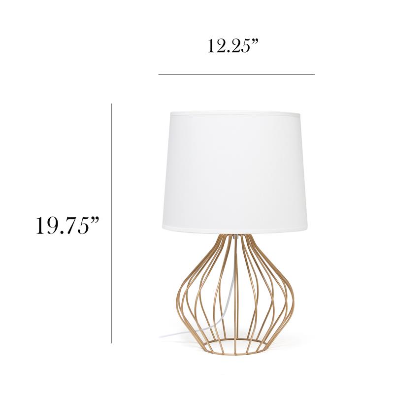 Simple Designs Geometrically Wired Table Lamp White on Copper