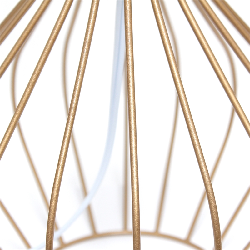 Simple Designs Geometrically Wired Table Lamp White on Copper