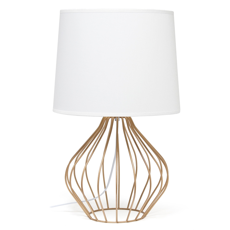 Simple Designs Geometrically Wired Table Lamp White on Copper