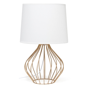 Simple Designs Geometrically Wired Table Lamp White on Copper