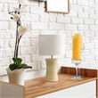 Simple Designs Beige Ceramic Hourglass Table Lamp