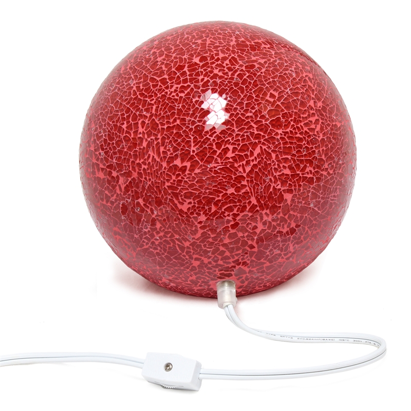 Simple Designs 1 Light Mosaic Stone Ball Table Lamp Red