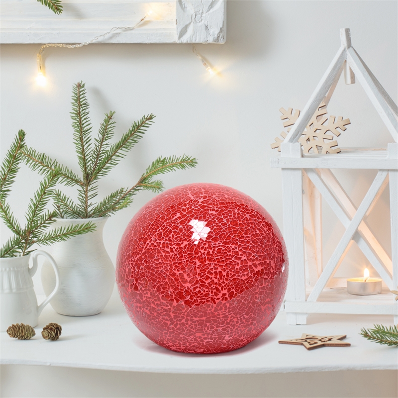 Simple Designs 1 Light Mosaic Stone Ball Table Lamp Red