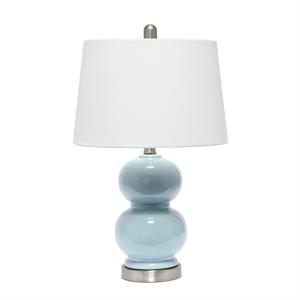 Lalia Home Dual Orb Table Lamp with Fabric Shade Light Blue