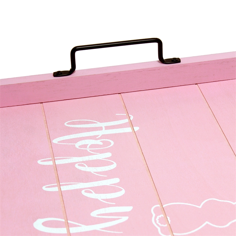 Decorative Wood Serving Tray w Handles 15.50in x 12in Hoppy Easter
