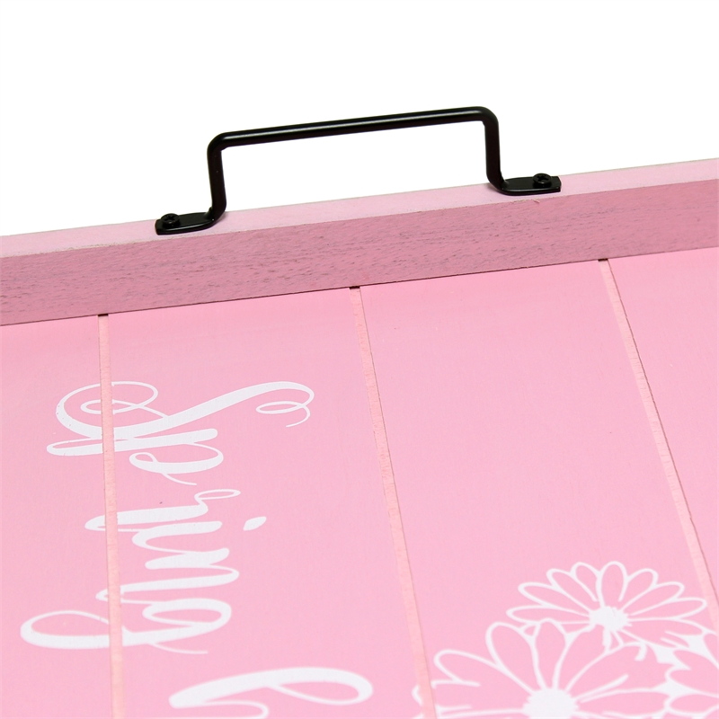 Decorative Wood Serving Tray w Handles 15.50in x 12in Spring has Sprung