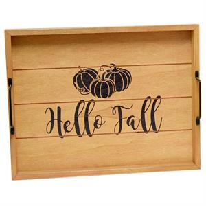 Decorative Wood Serving Tray w Handles 15.50in x 12in Hello Fall