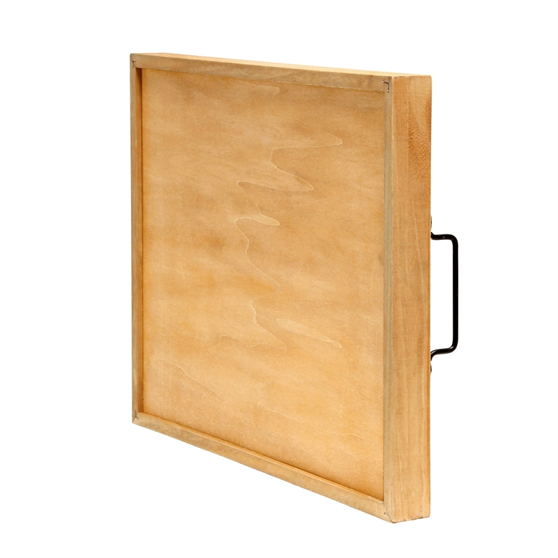Decorative Wood Serving Tray w Handles 15.50in x 12in Happy Harvest