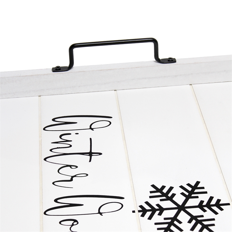 Decorative Wood Serving Tray w Handles 15.50in x 12in Winter Wonderland