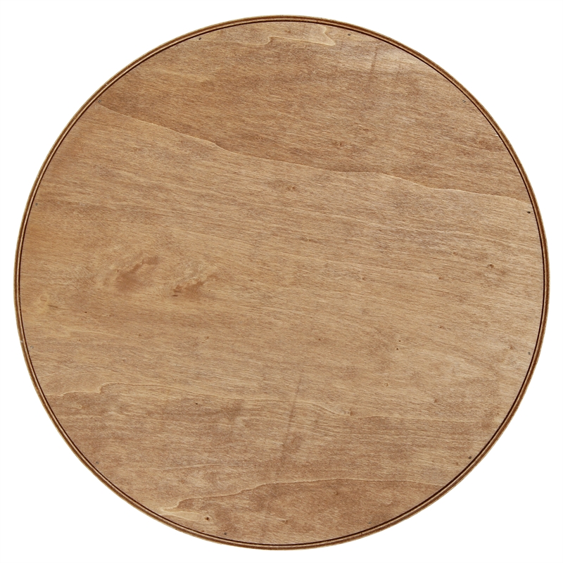 Decorative 13.75in Round Wood Serving Tray w Handles Coffee Bar