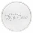 Decorative 13.75in Round Wood Serving Tray w Handles Let it Snow