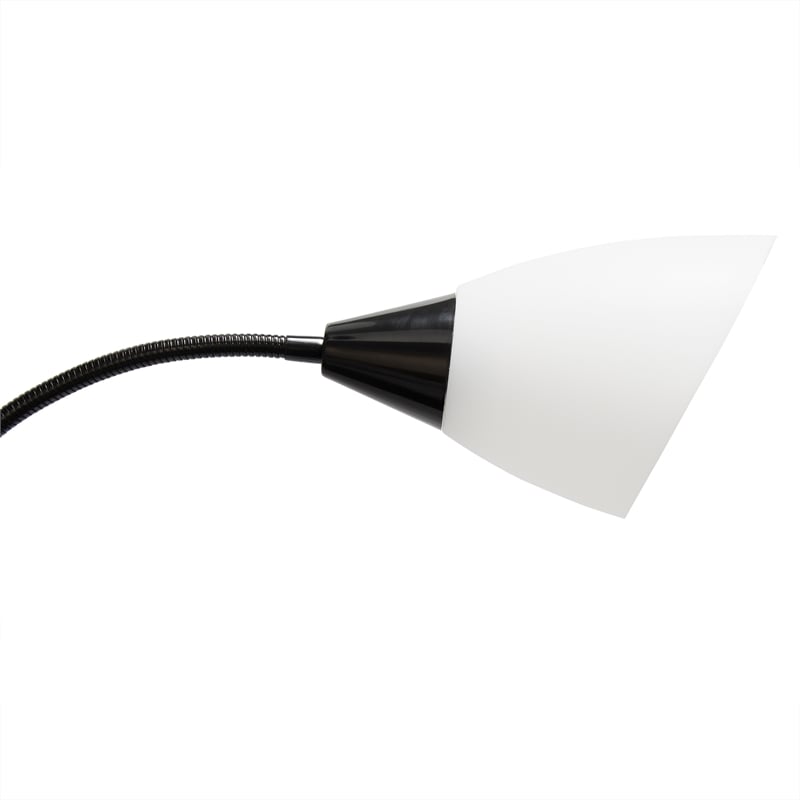 5 Light Adjustable Gooseneck Black Floor Lamp with White Shades