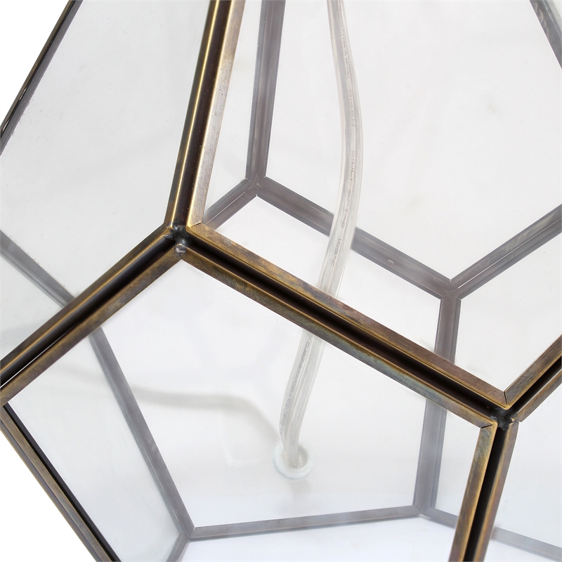 Transparent Octagonal Table Lamp Brass