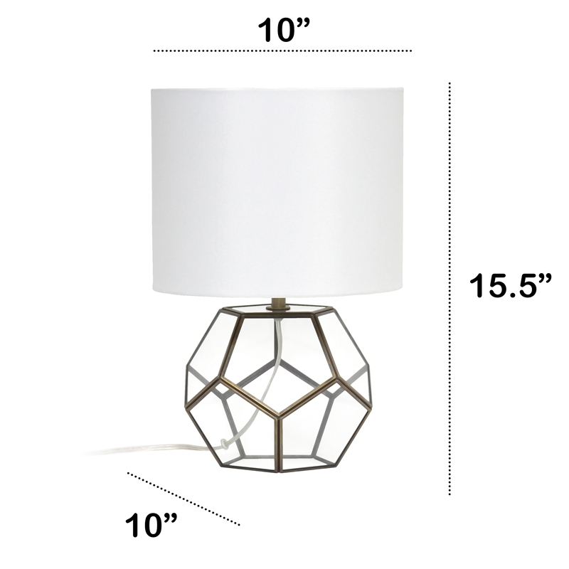 Transparent Octagonal Table Lamp Brass