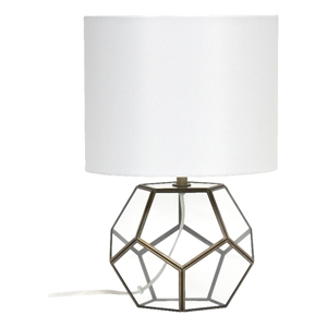 Transparent Octagonal Table Lamp Brass