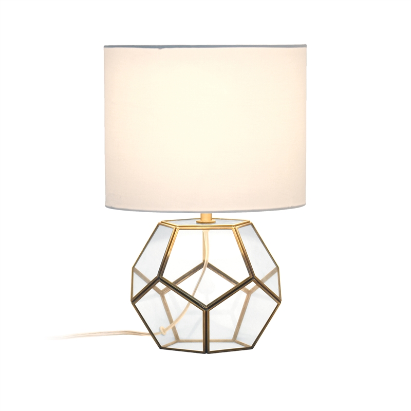 Transparent Octagonal Table Lamp Brass