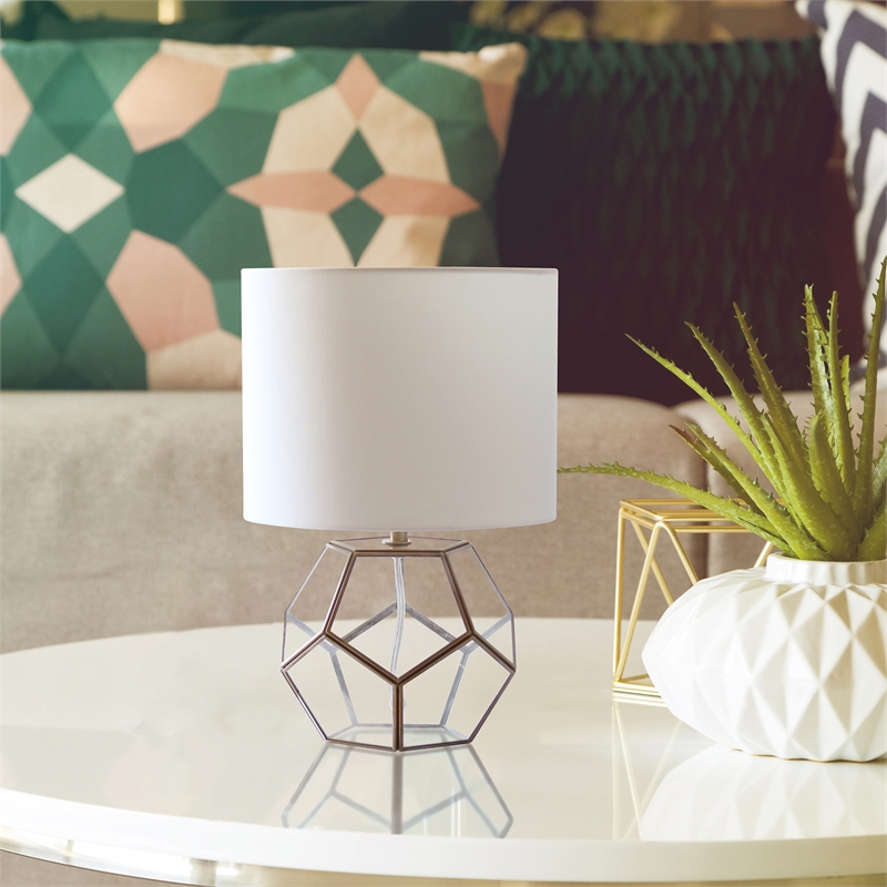 Transparent Octagonal Table Lamp Brass