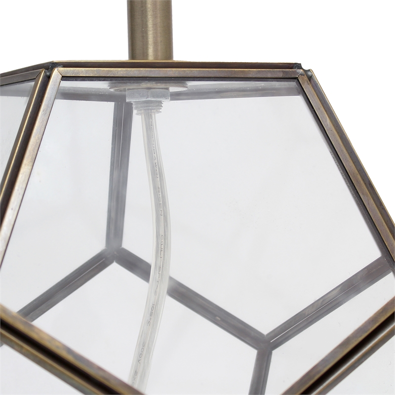 Transparent Octagonal Table Lamp Brass