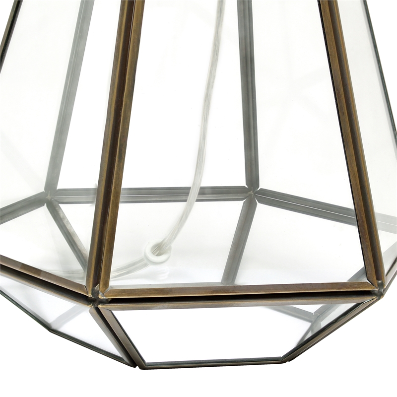 Transparent Triagonal Table Lamp Brass