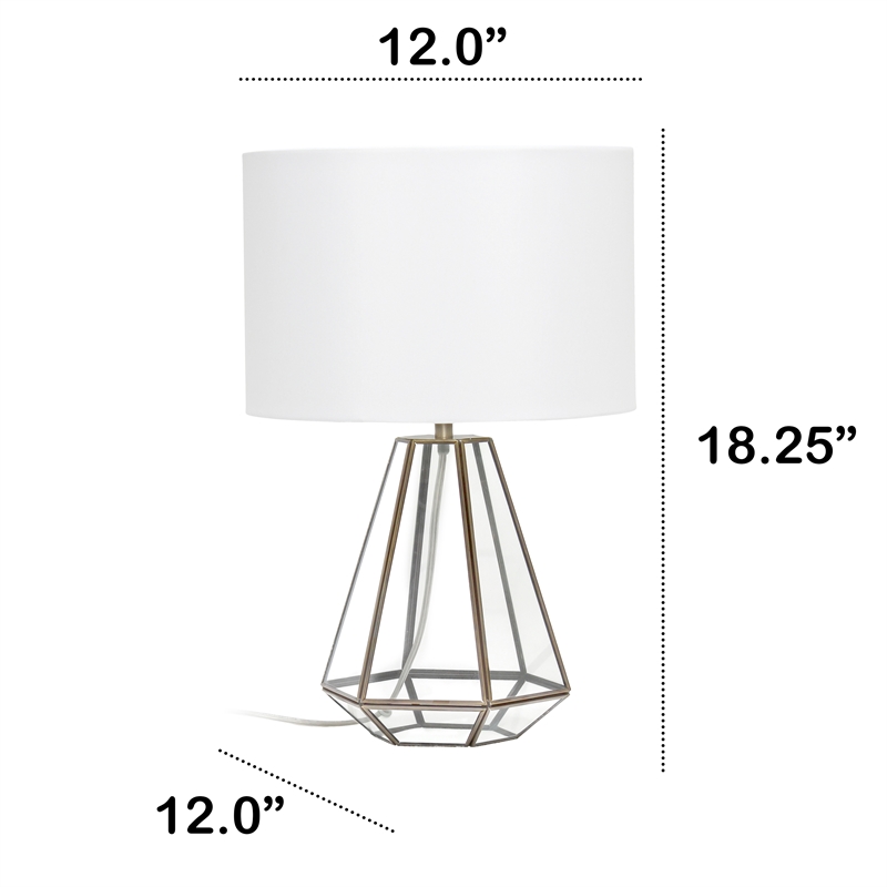 Transparent Triagonal Table Lamp Brass