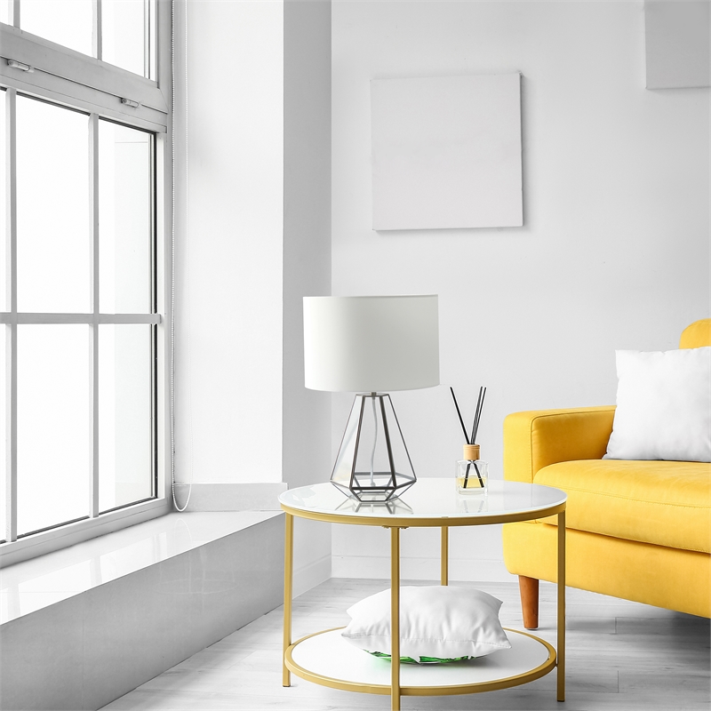 Transparent Triagonal Table Lamp Brass