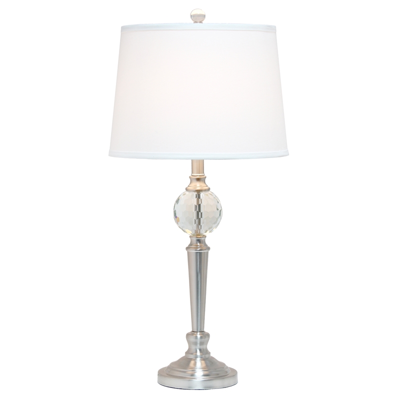 Crystal Drop Table and Floor Lamp Set in Brushed Nickel