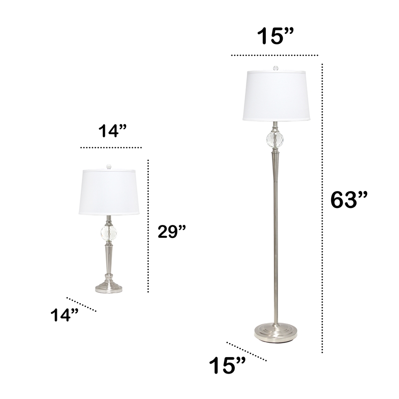 Crystal Drop Table and Floor Lamp Set in Brushed Nickel