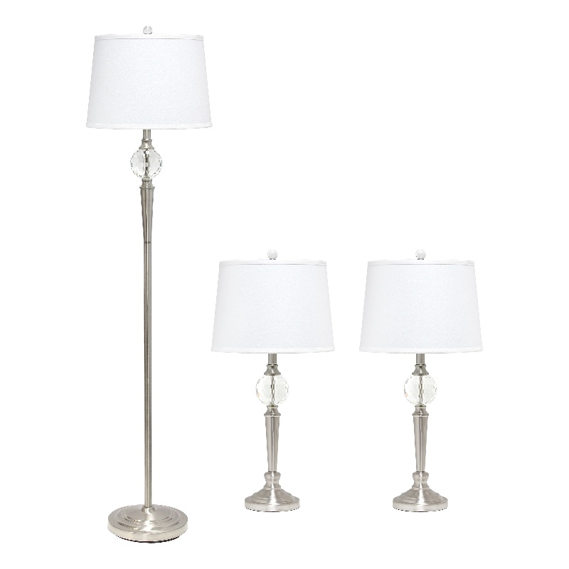 Crystal Drop Table and Floor Lamp Set in Brushed Nickel