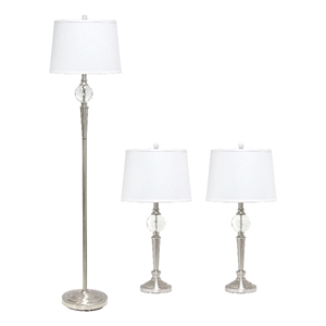 Crystal Drop Table and Floor Lamp Set in Brushed Nickel