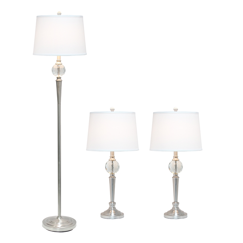 Crystal Drop Table and Floor Lamp Set in Brushed Nickel