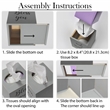 Elegant Designs Wood Tissue Box Cover with Sliding Base & White Script - Brown