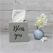 Elegant Designs Wood Tissue Box Cover with Sliding Base & Black Script - Gray