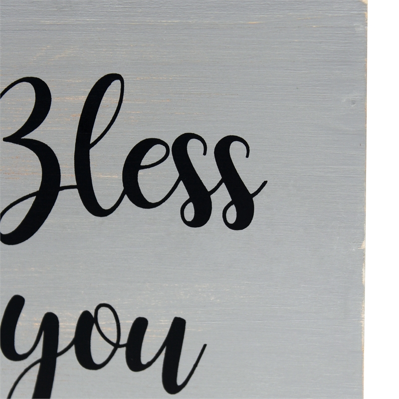 Elegant Designs Wood Tissue Box Cover with Sliding Base & Black Script - Gray