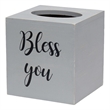 Elegant Designs Wood Tissue Box Cover with Sliding Base & Black Script - Gray