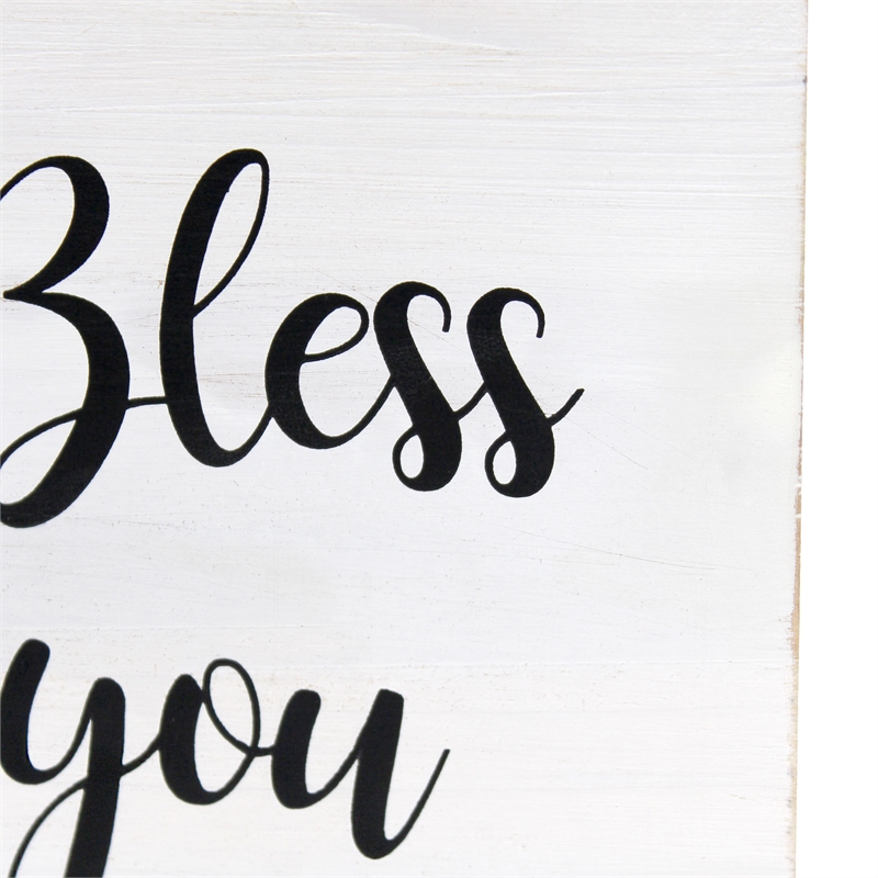 Elegant Designs Wood Tissue Box Cover with Sliding Base & Black Script - White
