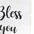 Elegant Designs Wood Tissue Box Cover with Sliding Base & Black Script - White