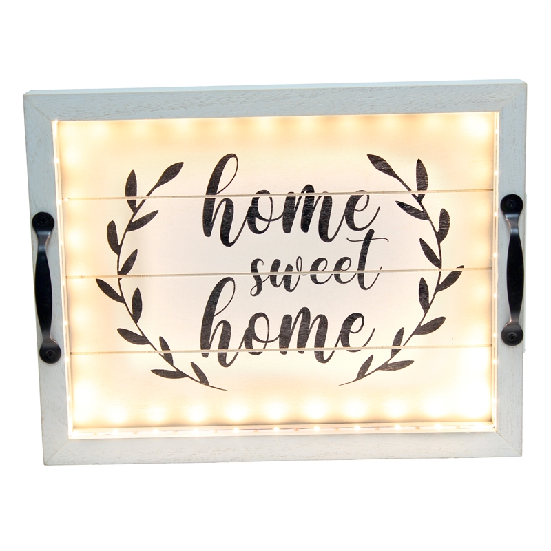 Elegant Designs Salento LED Wood Serving Tray with 