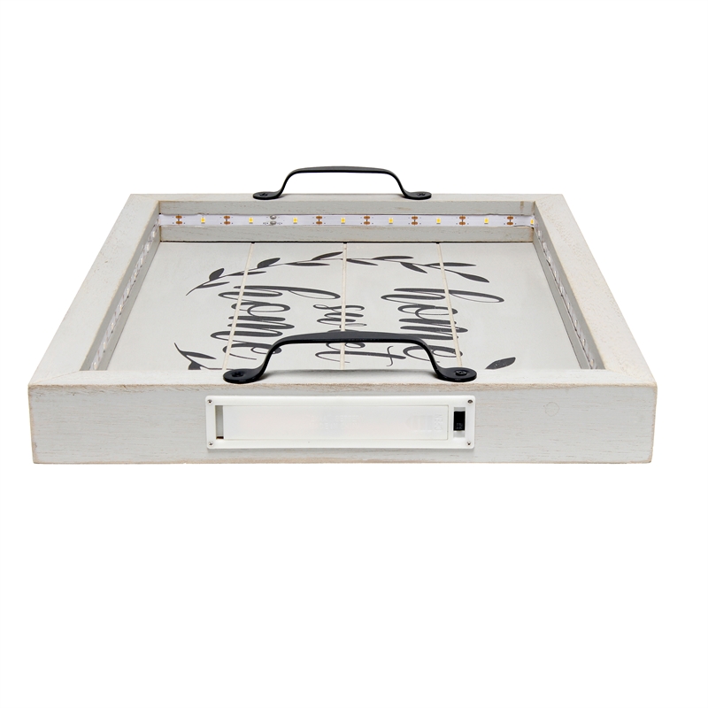 Elegant Designs Salento LED Wood Serving Tray with 