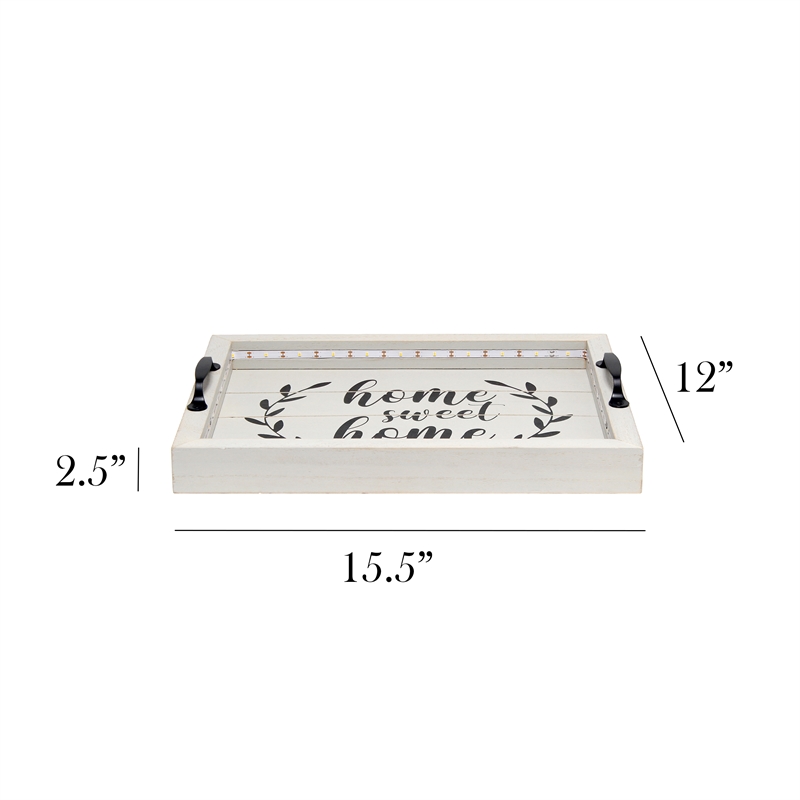 Elegant Designs Salento LED Wood Serving Tray with 