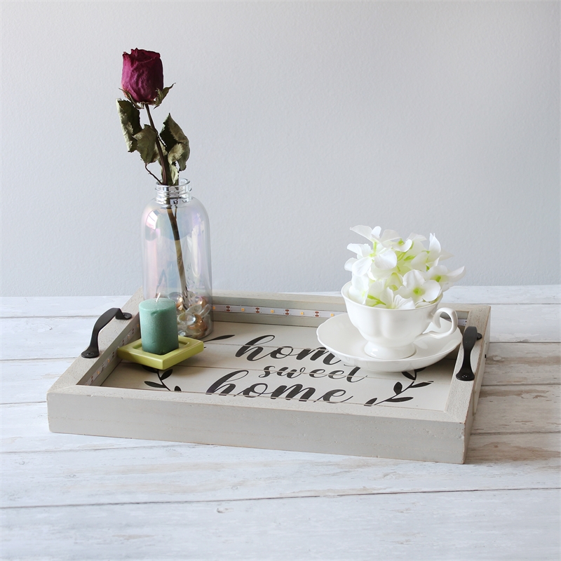Elegant Designs Salento LED Wood Serving Tray with 