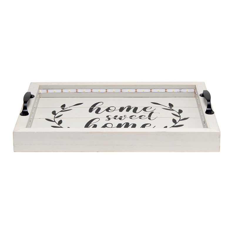 Elegant Designs Salento LED Wood Serving Tray with 