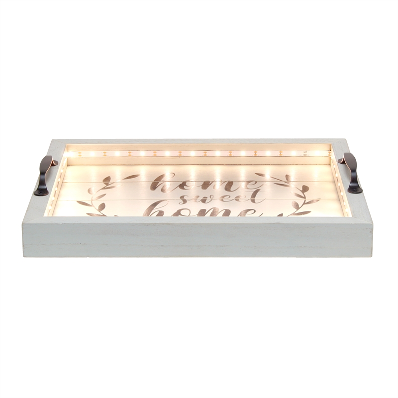 Elegant Designs Salento LED Wood Serving Tray with 