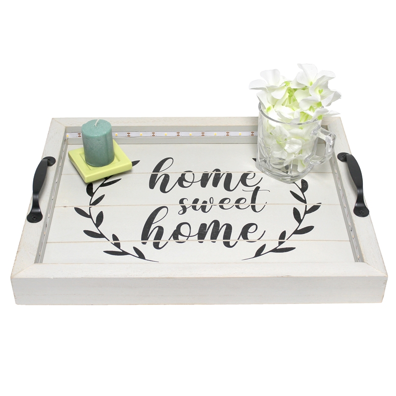 Elegant Designs Salento LED Wood Serving Tray with 