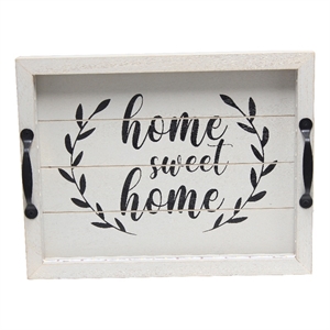 Elegant Designs Salento LED Wood Serving Tray with &quotHome Sweet Home&quot - Gray Wash