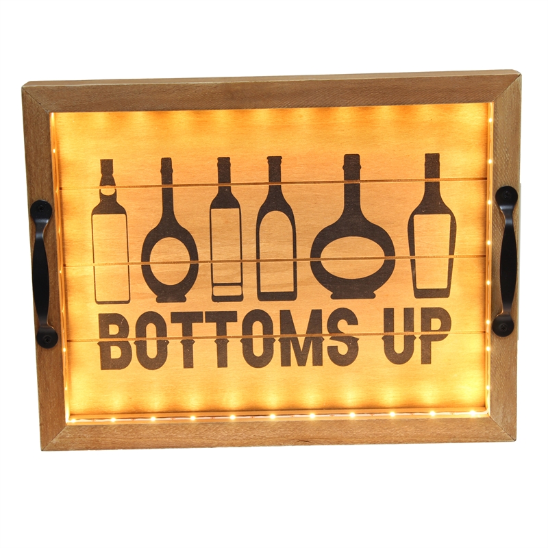 Elegant Designs Salento LED Wood Serving Tray with 