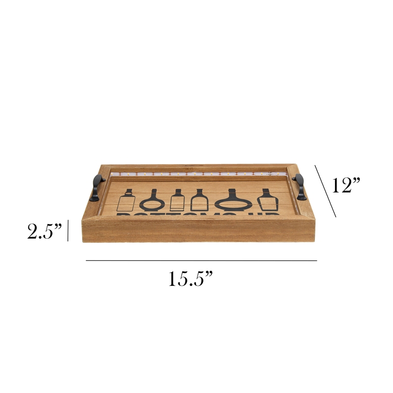 Elegant Designs Salento LED Wood Serving Tray with 
