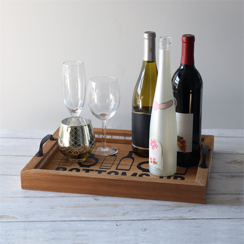 Elegant Designs Salento LED Wood Serving Tray with 