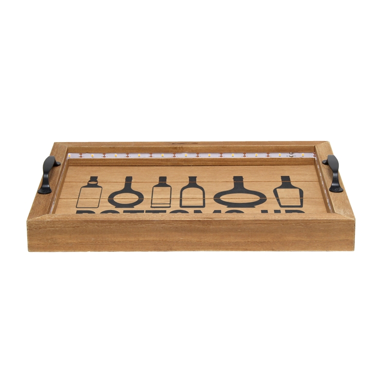 Elegant Designs Salento LED Wood Serving Tray with 