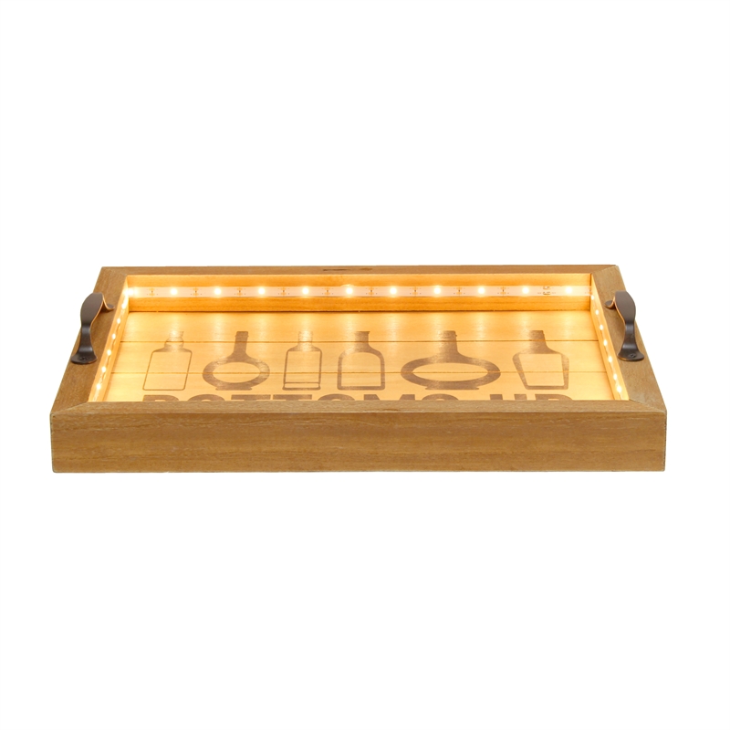 Elegant Designs Salento LED Wood Serving Tray with 
