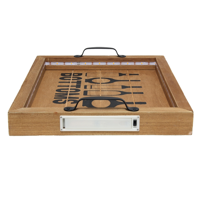Elegant Designs Salento LED Wood Serving Tray with 